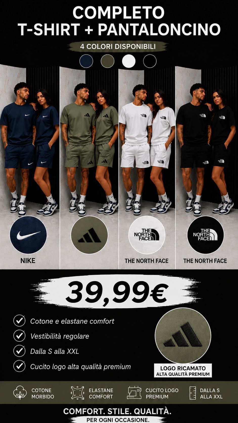 COMPLETO NIKE - ADIDAS - THE NORTH FACE
