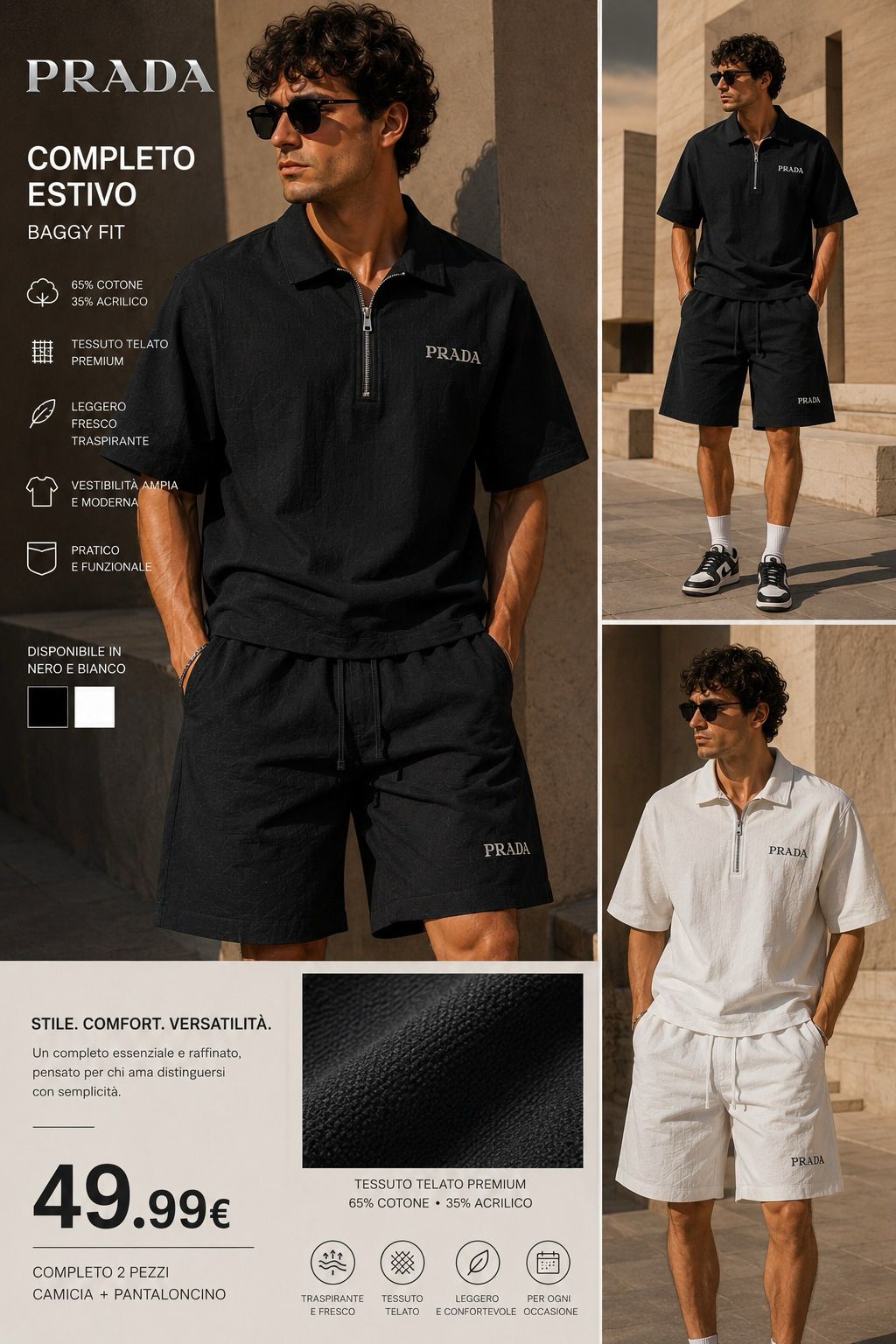 COMPLETO PRADA LOGO RICAMATO