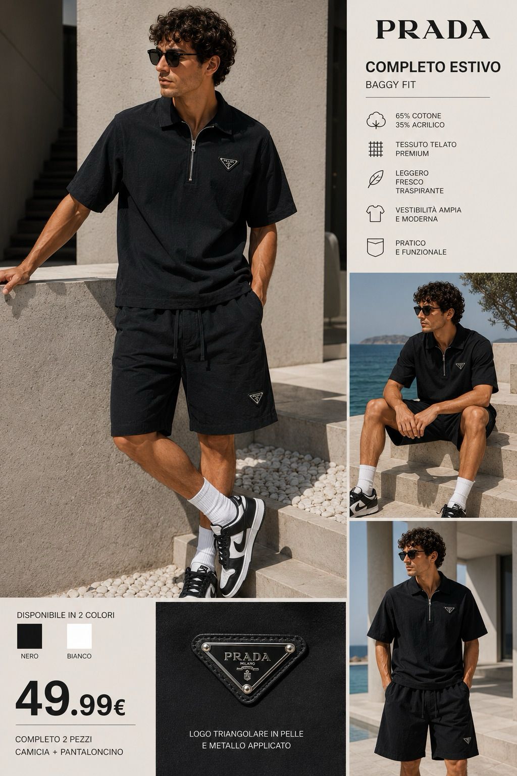 COMPLETO PRADA LOGO TRIANGOLO